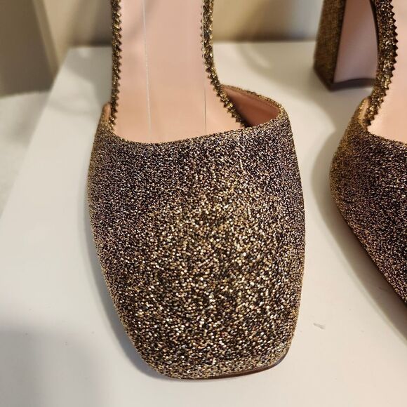 NWT J.Crew "Harlow" Gold Lurex Over Leather Ankle Strap Pumps Sz.8.5 $248 - Picture 4 of 9